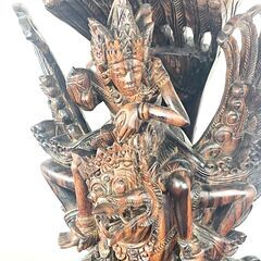 【アンティーク】 ガルーダ ヴィシュヌ神 バリ島 黒檀 サイズ：幅11.5cm×奥行15cm(台座)×高さ31.5cm(仏像高)