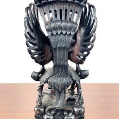 【アンティーク】 ガルーダ ヴィシュヌ神 バリ島 黒檀 サイズ：幅11.5cm×奥行15cm(台座)×高さ31.5cm(仏像高)