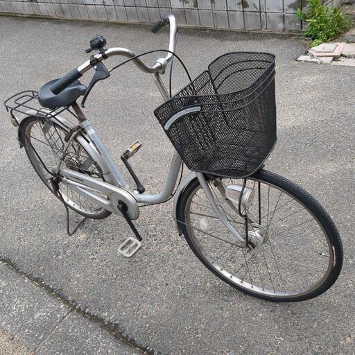 丸石自転車 24インチ シルバー ママチャリ タイヤ溝バッチリ