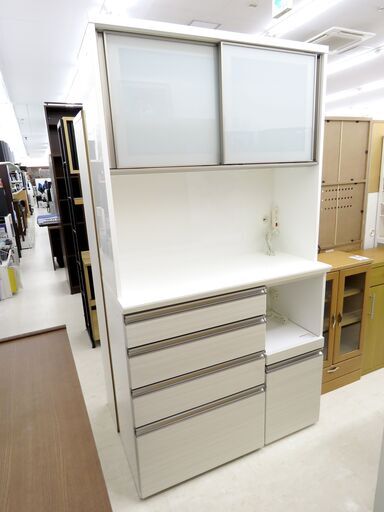 北海道 千歳市/恵庭市 近郊配送 サンモア セパレート食器棚 キッチン収納棚 ホワイト 店頭でのお受渡し大歓迎