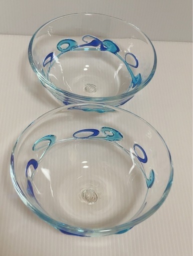 【美品】琉球ガラスの器2枚組☆素麺やデザートに