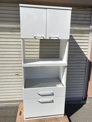 札幌限定■高橋木工所 レンジ台 レンジボード 食器棚 ハイタイプ 幅70cm 高さ180cm ピット70キッチン ホワイト