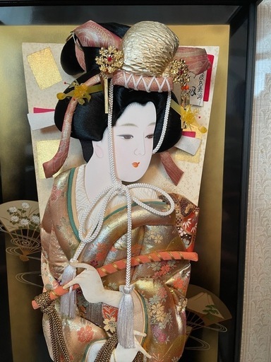 飾り羽子板美品シックな塗りのガラスケース
