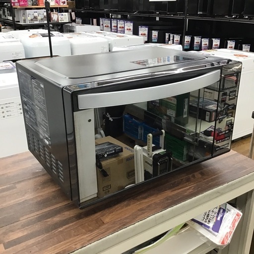 #H-46【ご来店頂ける方限定】アイリスオーヤマのミラートップフラット電子レンジです