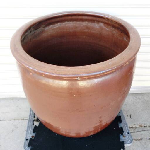②壺　つぼ　大型　H57×W52×D53　植木鉢　陶磁器　睡蓮鉢　メダカ鉢　金魚鉢【配送リクエストOK！】