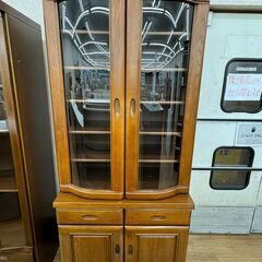 ☆ジモティ割あり☆ シギヤマ家具 食器棚 ブラウン H194×W82×D45 