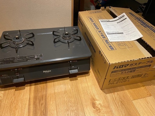 パロマ Paloma ガステーブル PA-210B-R 都市ガス用 2口 テーブルコンロ 右強火 魚グリル無し ブラック 2019年製 中古美品 外箱 説明書付き