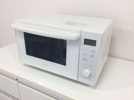 （9/14受渡済）JT9404【IRISOHYAMA/アイリスオーヤマ オーブンレンジ】美品 2023年製 MO-F1809-CW 家電 キッチン 庫内フラット 縦開き