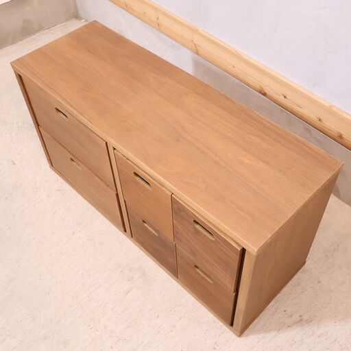 人気の無印良品(MUJI)のウォールナット材・2段・1列・スタッキング