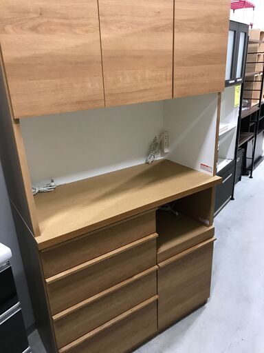 キッチンボード 河口家具 木製 ナチュラル W(幅)100.1×D(奥行き)48.5×H(高さ)180.5cm ※クリーニング済み