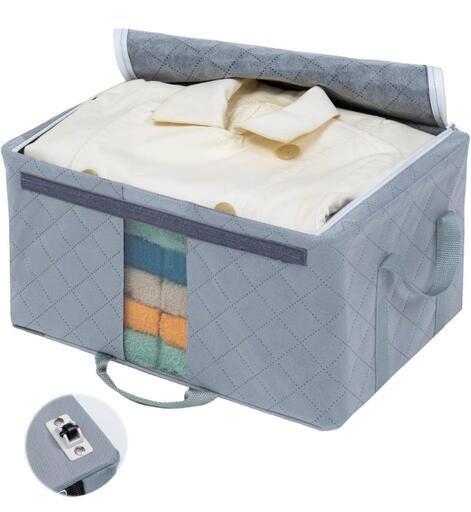 ♥️新品未使用♥️キャスター付き 収納ケース 衣類用 約W40×D30×H22cm グレー ワイヤー入り 不織布 活性炭消臭 収納ボックス 積み重ねOK 耐荷重約8kg 丈夫 衣装ケース 822-40