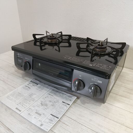 23年購入『美品』グリル未使用 リンナイ ガスコンロ/ LPガス用/KG35NBKL/Rinnai/左強火力/56cm/ブラック/C1DT1201