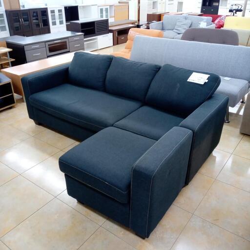 ★ジモティ割あり★  ソファー（オットマン付き） グレー H190（74）×D73（55）×W77（57） クリーニング済み OJ5518