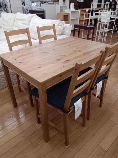 ★ジモティ割あり★ IKEA ダイニングテーブルセット４人用 ナチュラル H73.5×D74×W118 クリーニング済み TK2952\t\t\t\t\t\t\t\t\t