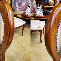 アンティーク 猫脚 彫刻細工ダイニングチェア リビングチェア