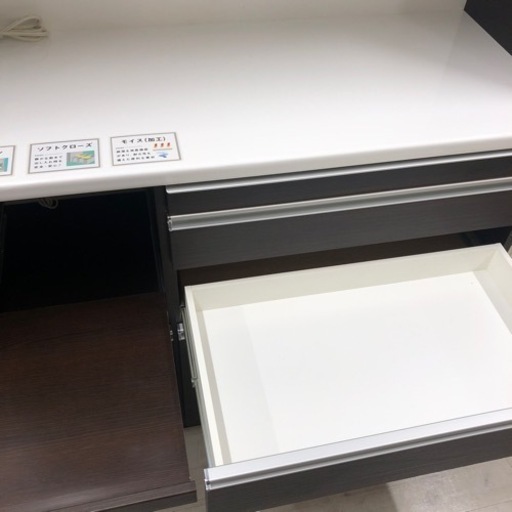 松田家具レンジボードスライド扉ダークブラウン【トレファク堺福田店】