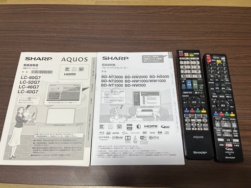 値下げしました！　60インチTV ブルーレイレコーダーセット　SHARP AQUOS