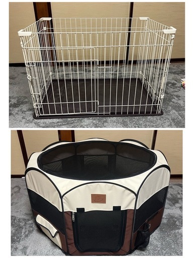 【2点セット】折りたたみメッシュサークル　ドッグゲージ　犬　犬用
