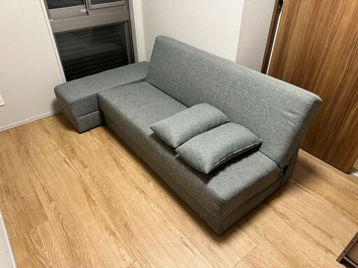 『商談中』《20%引き！！》【美品】ニトリのソファベッド＋スツール（グレー）
