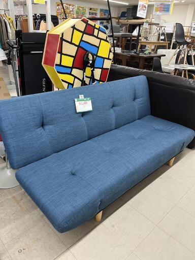 ★763　人気商品！ソファーベッド(紺×青)　リサイクルマート鹿児島宇宿店