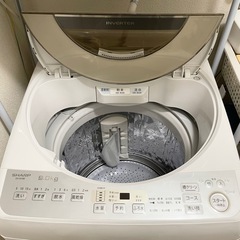 受け渡し予定者あり★ SHARP 2019年製 ES-GV9D 9kg 美品 洗濯機  取扱説明書 風呂水ホース付き