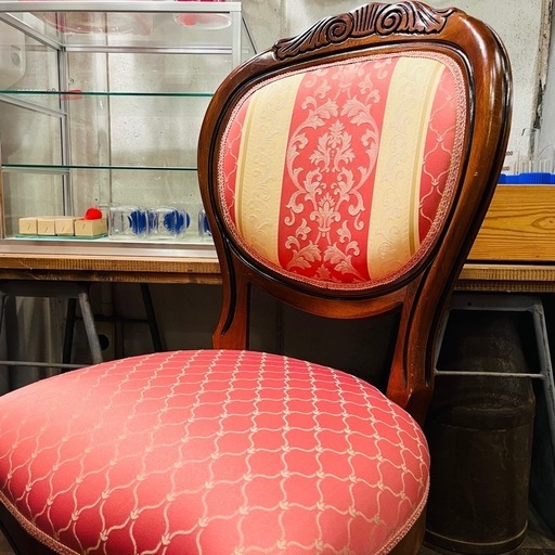 池上店】ロココ調 アンティーク調 ダイニングチェア サロンチェア 布