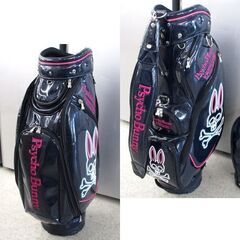 サイコバニー キャディバッグ ネイビー＆ネオン ピンク Psycho Bunny