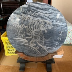 昭和レトロ大理石石板彫刻松鶴延年虎竹中華芸術台付き置物 虎 大理石 台付き 古美術品 骨董品 縁起物 置物 大理石 石板彫刻