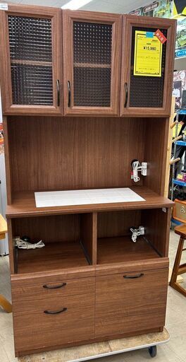 J5205　食器棚　ブラウン　クリーニング済　【リユースのサカイ柏店】