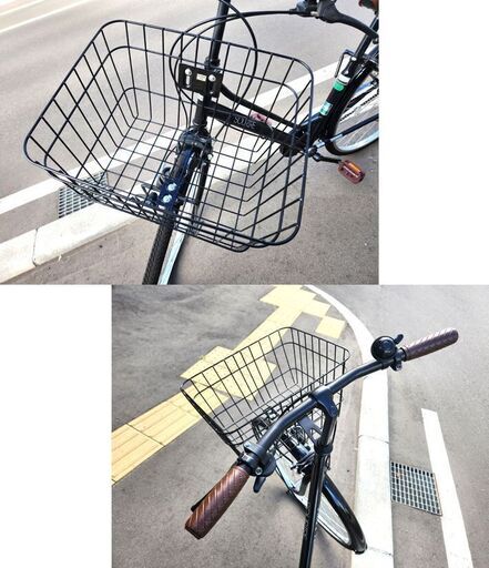 27インチ パンクしにくい自転車 SOURIRE 黒 変速なし ライト付き  