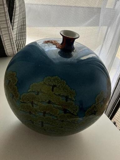 松の木 壺 古美術骨董品】松の木と水の流れの陶器の壺 楽天