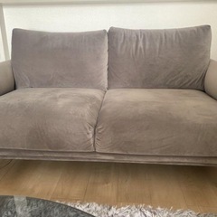 【美品】LOWYA ベルベッド調ソファ グレー LOWYA（ロウヤ） ソファー ベルベット調 ソファ ソファーベッド ソファ