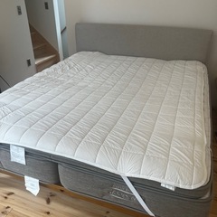 配送格安9/25まで！クイーンベット(フレーム,マットレス,パットカバー)