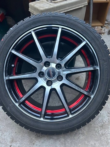 ヨコハマ 215/45R17 アルミ付きスタッドレスタイヤ 4本セット PCD100 5