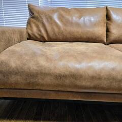 【極美品】関家具 プルート PLUTO ソファ 2.5人掛け ソファ ローソファ スーパー レザーテックス CRASH 