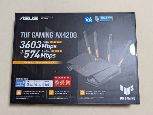 【未使用】ASUS(エイスース) TUF-AX4200/J 3603+574Mbps デュアルバンドWiFi 6ゲーミングルーター
