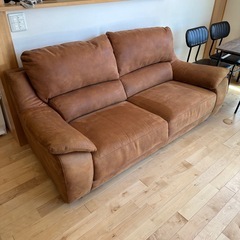 2人掛けソファ キャメル 幅195×奥行90×高さ90cm