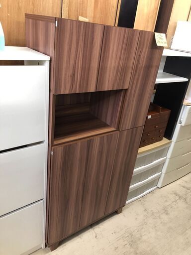 ぼん家具　シューズボックス シューズBOX 収納棚 収納ラック 扉付きラック キャビネット 幅約75cm　高さ151cm　 おしゃれ ブラウン系 ナチュラル クリーニング済 堺市 石津【ジャングルジャングルサカイ石津店】
