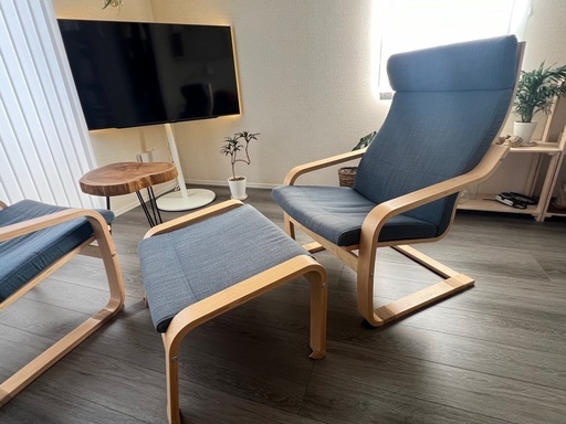 IKEA ポエング 1人掛けチェア×2、フットレスト×1 セット