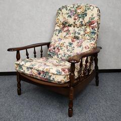 カリモク コロニアル リクライニングソファ オットマン付 肘掛付ソファー シングルチェア karimoku 家具 洋風家具 木製品 花柄 ゴージャス