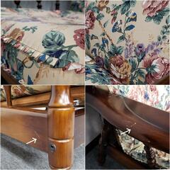 カリモク コロニアル リクライニングソファ オットマン付 肘掛付ソファー シングルチェア karimoku 家具 洋風家具 木製品 花柄 ゴージャス