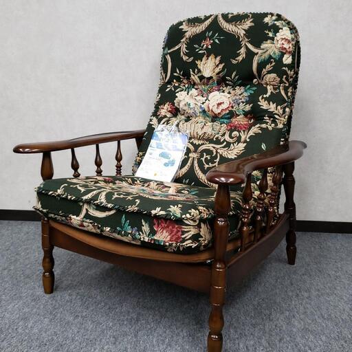 カリモク シングルソファ 椅子 花柄 木製 家具