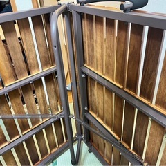 折り畳みベッド2台セット　すのこベッド　省スペース　キャスター付き(ブラウン/シングル2台)