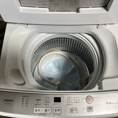 AQUA 全自動洗濯機 AQW-S60J 2021年製 6.0Kg 内部分解清掃済 中古 風乾燥機能 稼働OK ④