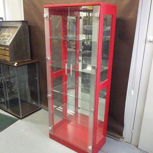 中古 ガラス ショーケース バラし不可 赤