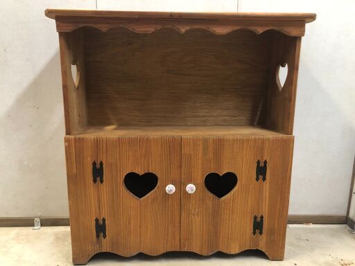 ハンドメイド　ハートのカップボード　カントリー家具　棚　ラック　0903-4