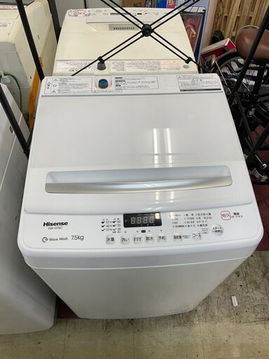 洗濯機　No.13180　ハイセンス　2022年製　7.5kg　HW-G75C　【リサイクルショップどりーむ荒田店】