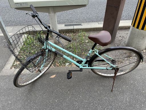 自転車　No.1434　26インチ　水色　カゴ付き　ママチャリ　シティサイクル　【リサイクルショップどりーむ荒田店】