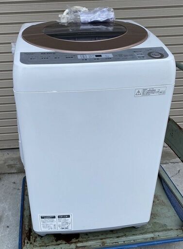 美品 シャープ 10.0kg全自動洗濯機 ES-GV10B-T 　穴なしサイクロン洗浄 Ag+抗菌パルセーター 風乾燥 自動槽洗い