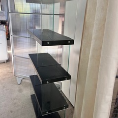 NO.1744 S字型グラスシェルフ 4段 ジグザグタイプ コレクションラック